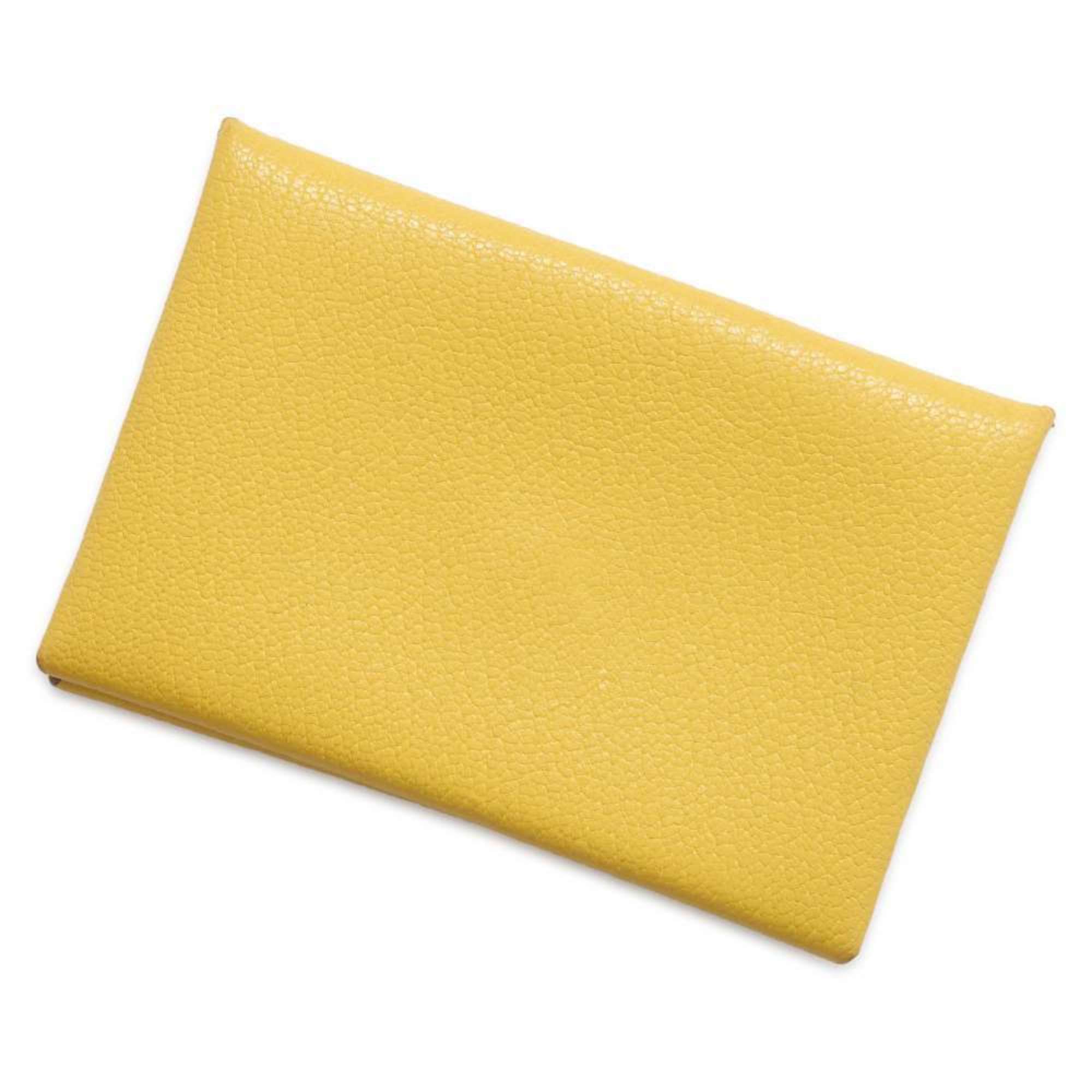 Hermes Business Card Holder/Card Case Calvi Jaune-Naples Chevre Mysore D Stamp HERMES Holder