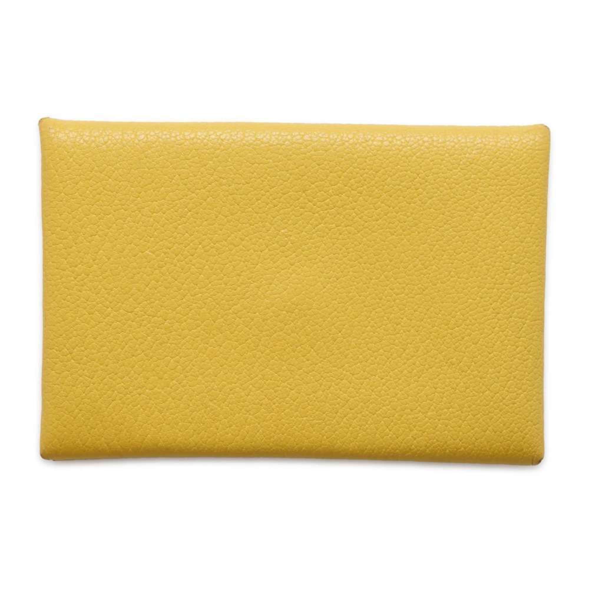 Hermes Business Card Holder/Card Case Calvi Jaune-Naples Chevre Mysore D Stamp HERMES Holder