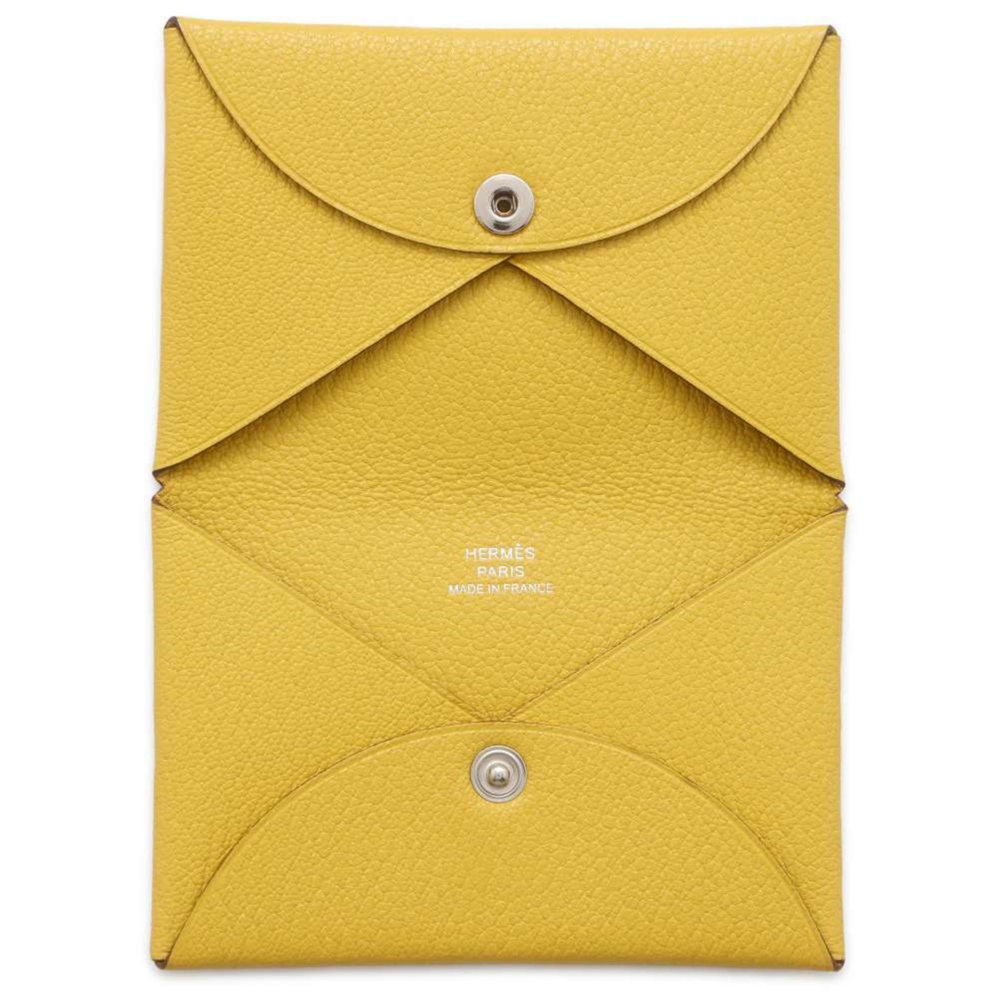 Hermes Business Card Holder/Card Case Calvi Jaune-Naples Chevre Mysore D Stamp HERMES Holder