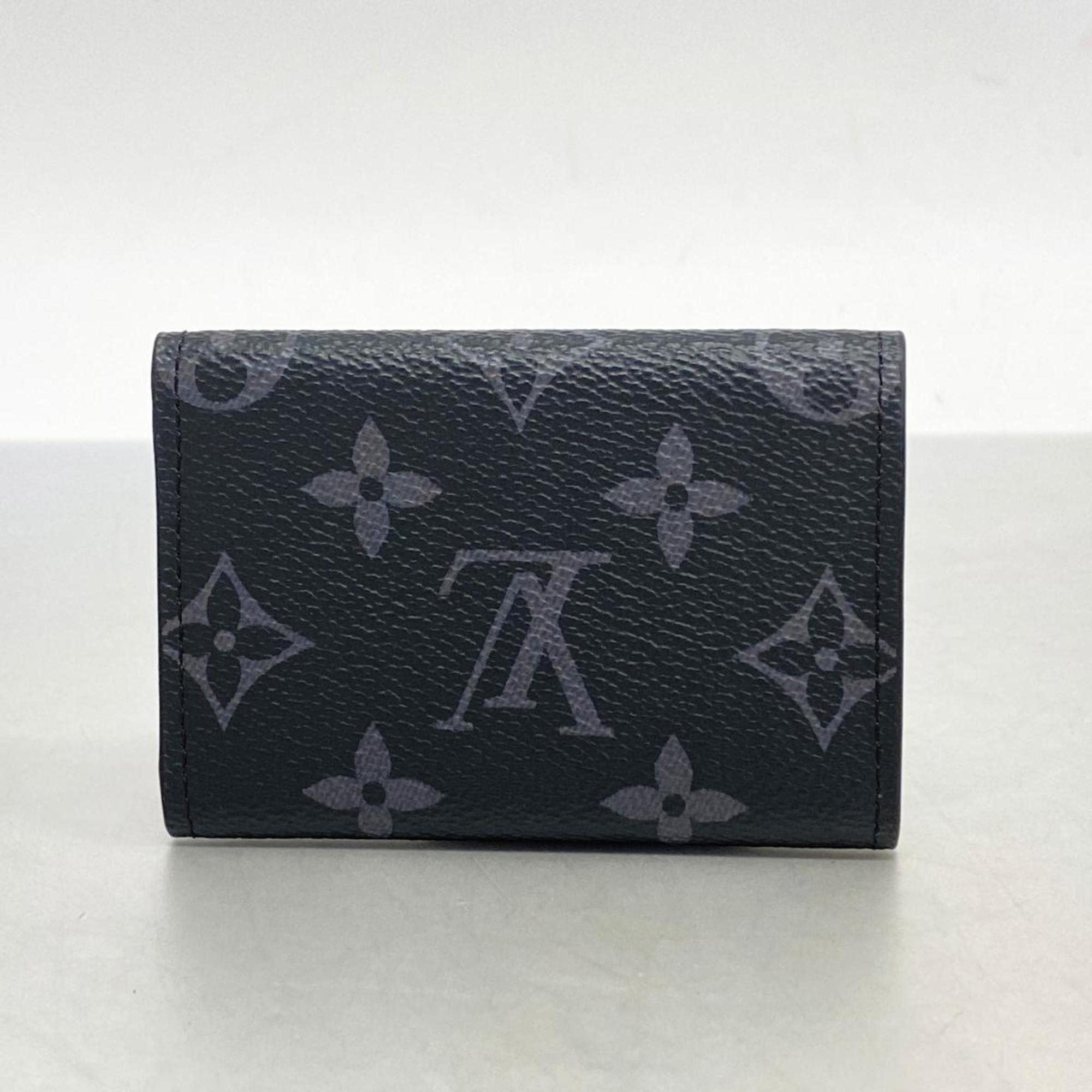 Louis Vuitton Tri-fold Wallet Monogram Eclipse Discovery Compact M45417 Black Men's