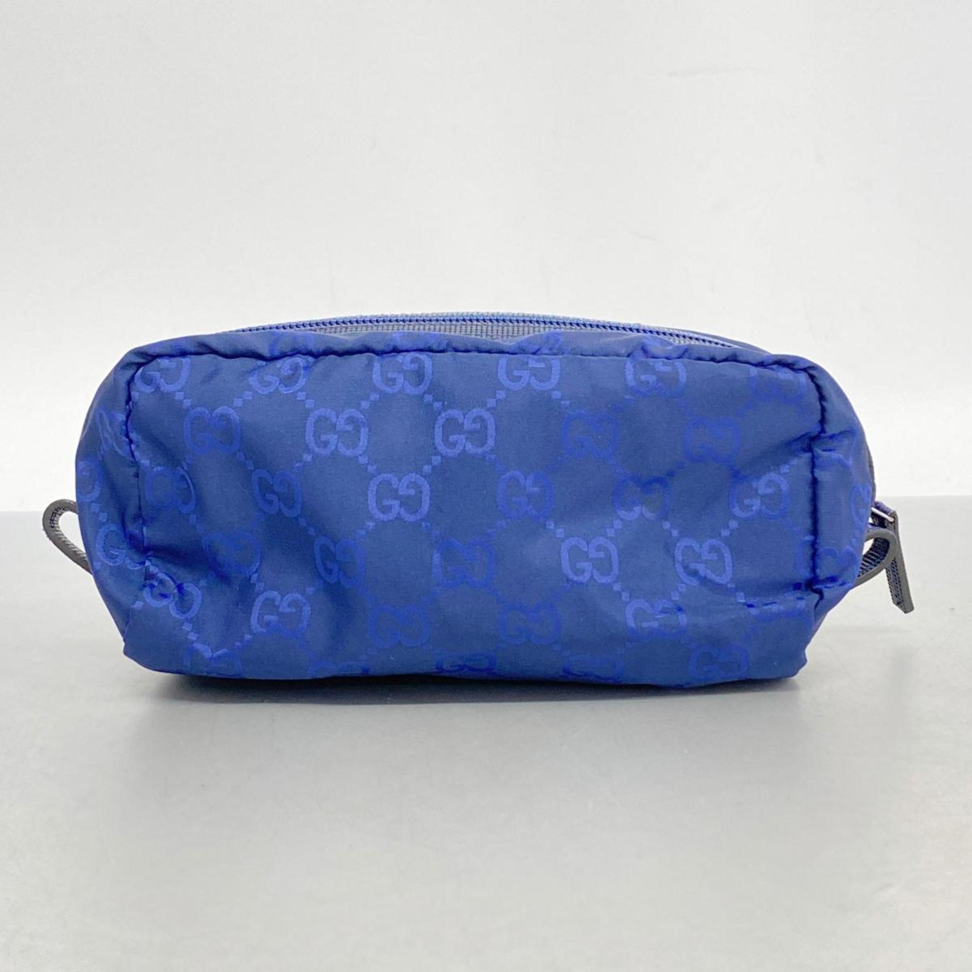 Gucci Pouch GG Nylon 224090 Blue Women's