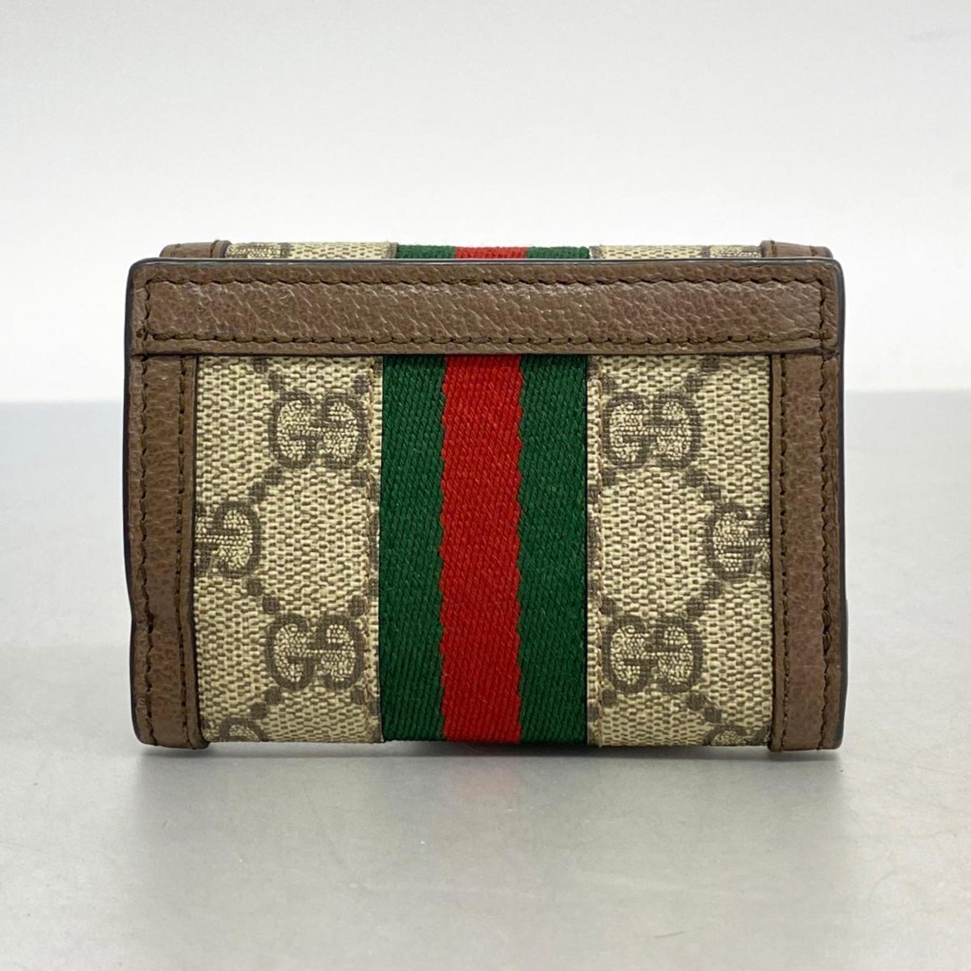 Gucci Ophidia Tri-fold Wallet 644334 Leather Brown Beige Men's Women's