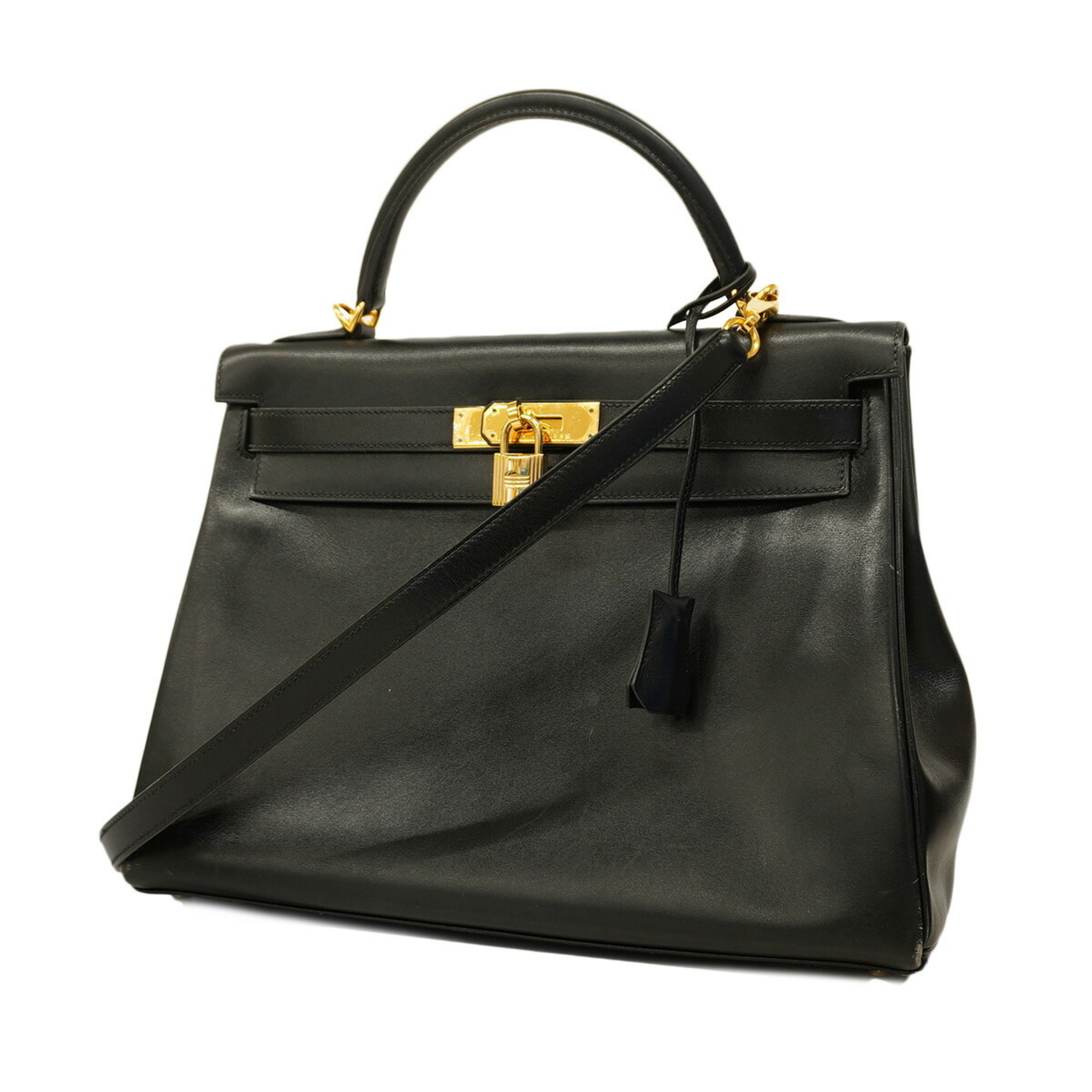 Hermes handbag Kelly 32 □D stamped box calf black ladies