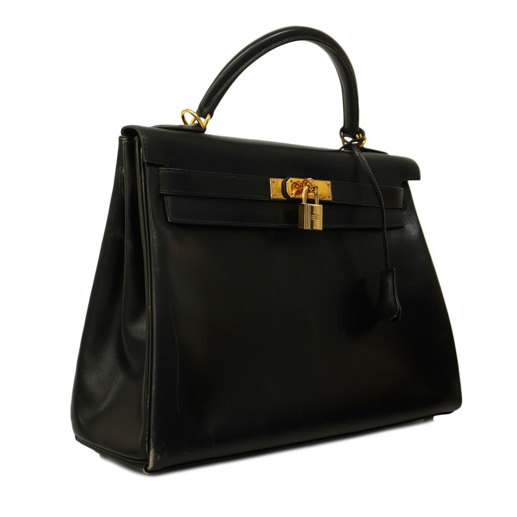 Hermes handbag Kelly 32 □D stamped box calf black ladies