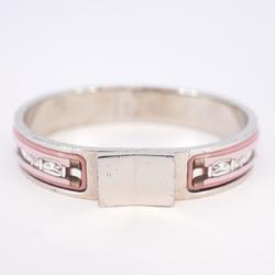 Hermes Bangle Rock Enamel Metal Cloisonne Silver Pink Women's