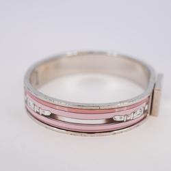 Hermes Bangle Rock Enamel Metal Cloisonne Silver Pink Women's