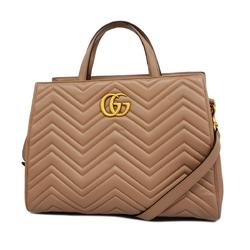 Gucci handbag GG Marmont 443505 leather rose beige women's