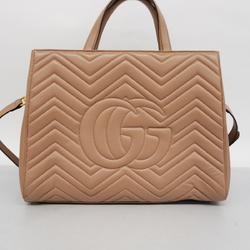 Gucci handbag GG Marmont 443505 leather rose beige women's