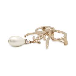 Chanel Brooch Coco Mark Ribbon Fake Pearl Rhinestone A22S AB8392 CHANEL