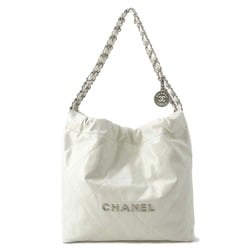 CHANEL Handbag 22 Matelasse Small Shiny Calf AS3260 White