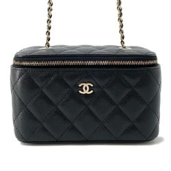 Chanel Chain Shoulder Bag Vanity Coco Mark Matelasse Caviar Skin AP1341 CHANEL Black