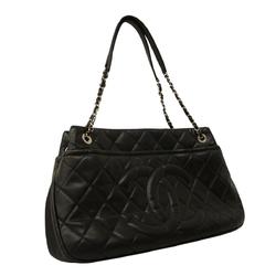 Chanel Shoulder Bag Matelasse Chain Caviar Skin Black Women's