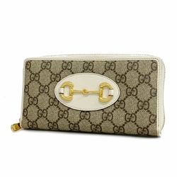 Gucci Long Wallet GG Supreme Horsebit 621889 - Leather Beige White Women's