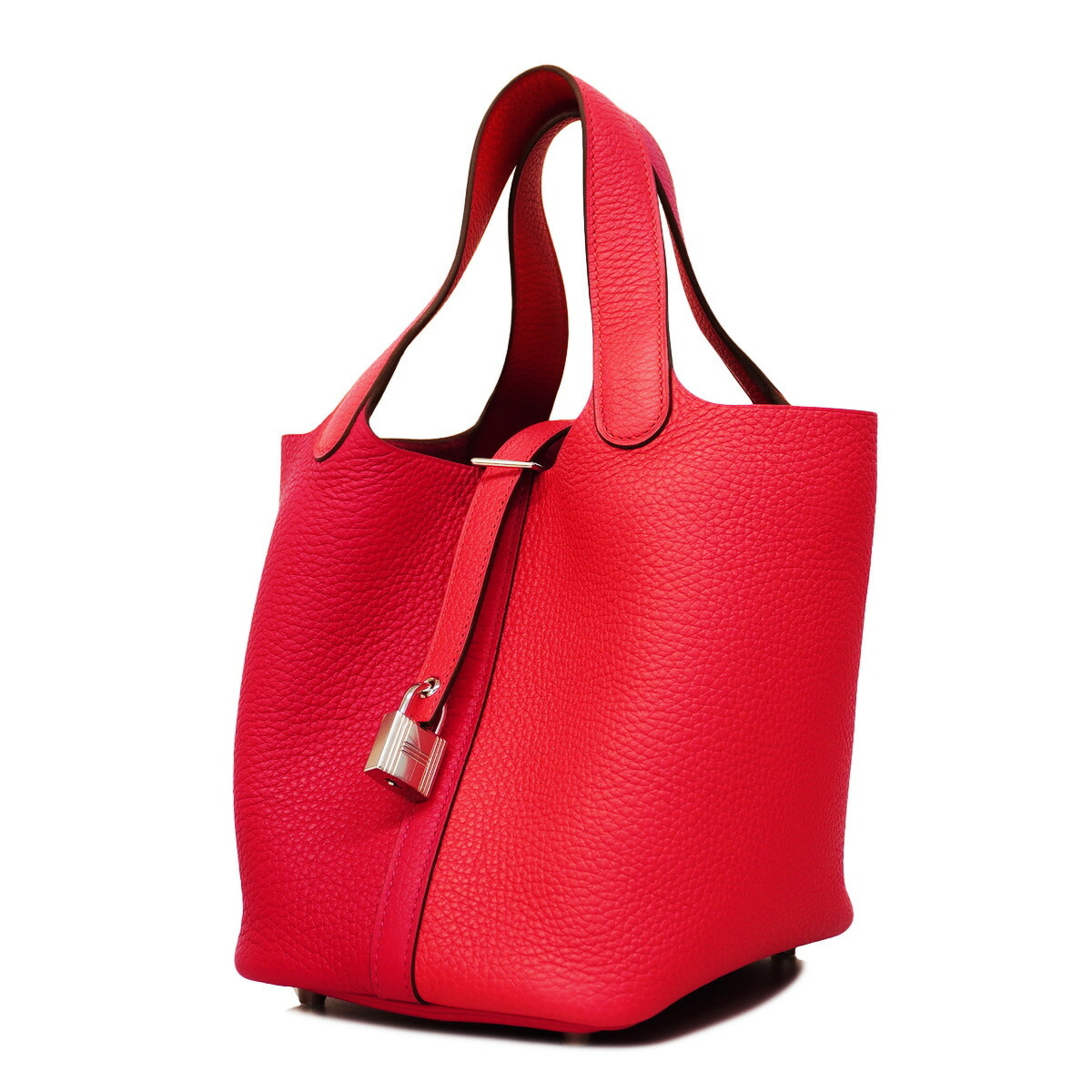 Hermes Handbag Picotin Lock PM Y Stamp Taurillon Clemence Rose Extreme Rouge Coeur Women's