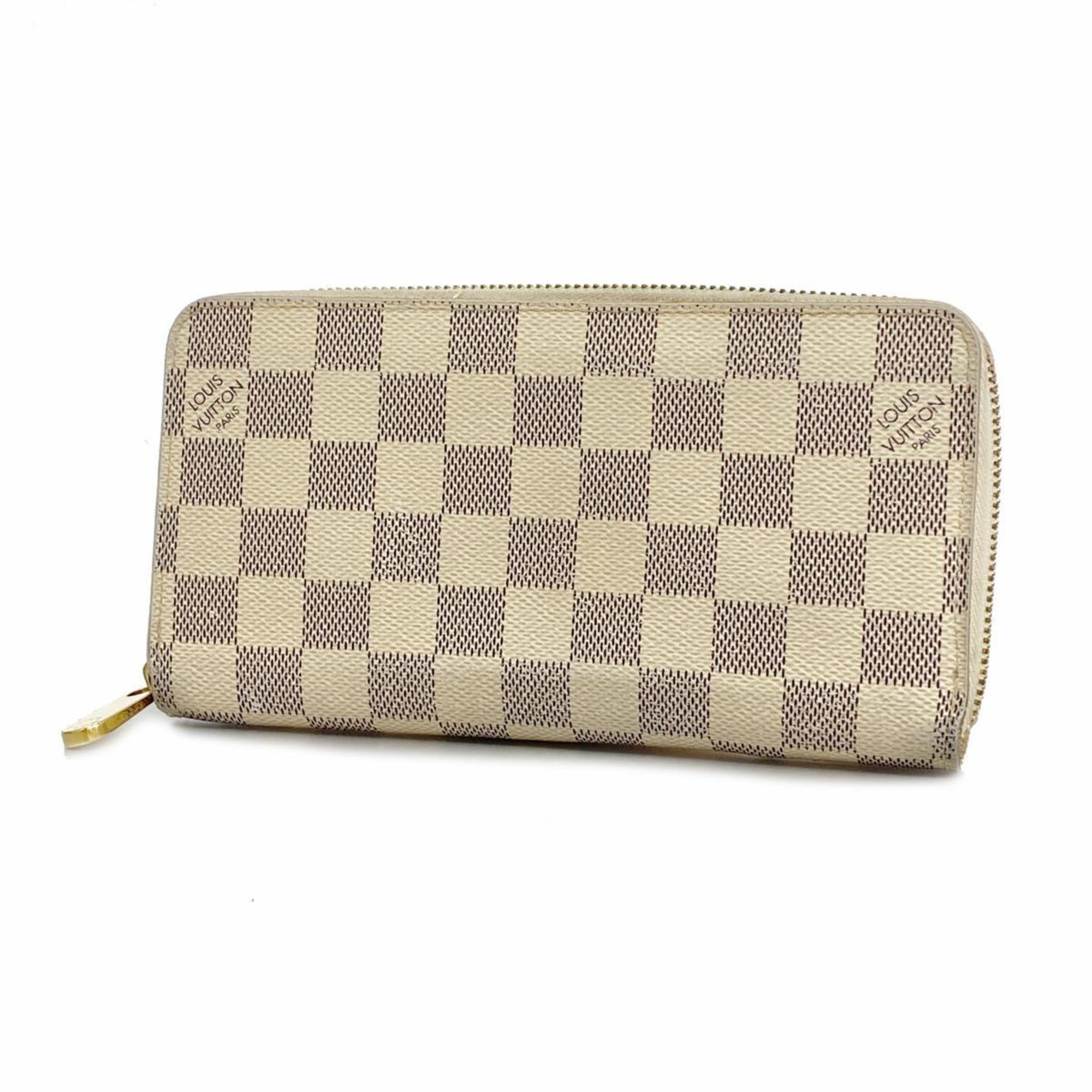 Louis Vuitton Long Wallet Damier Azur Zippy N60019 White Men's Women's