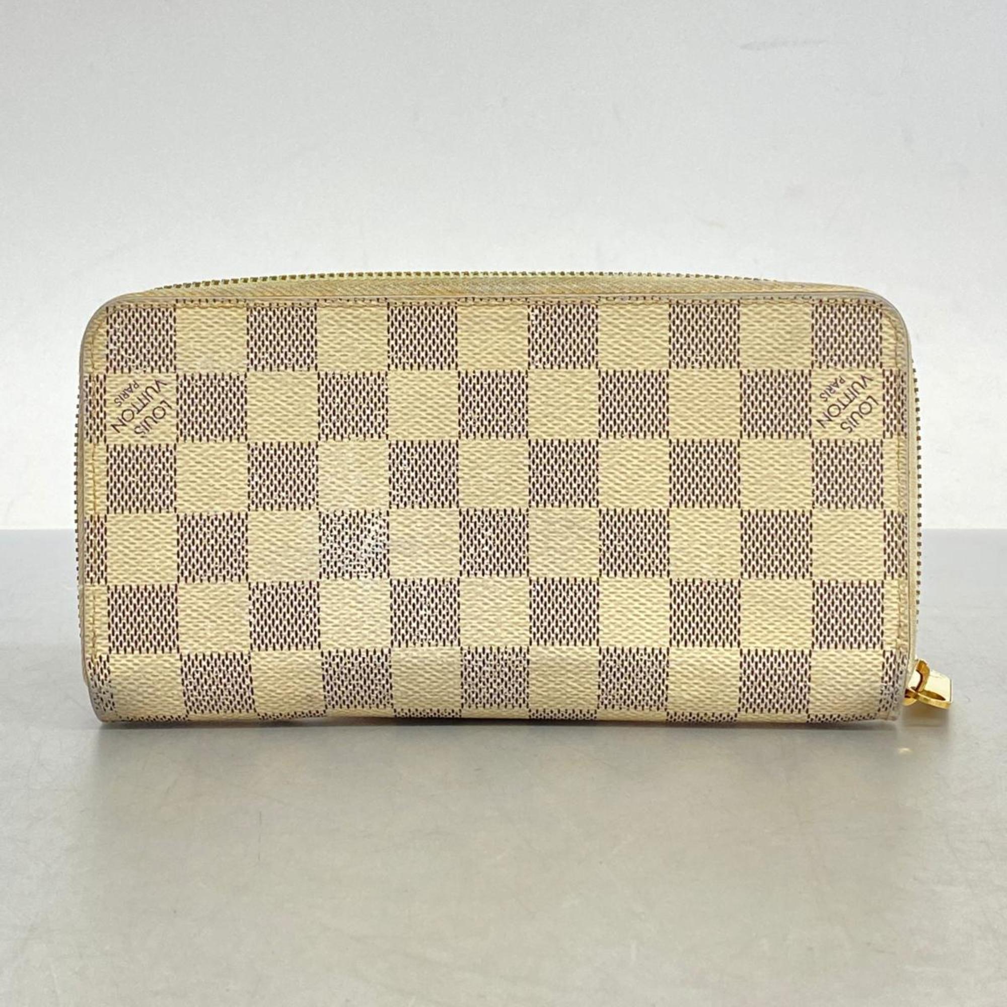 Louis Vuitton Long Wallet Damier Azur Zippy N60019 White Men's Women's