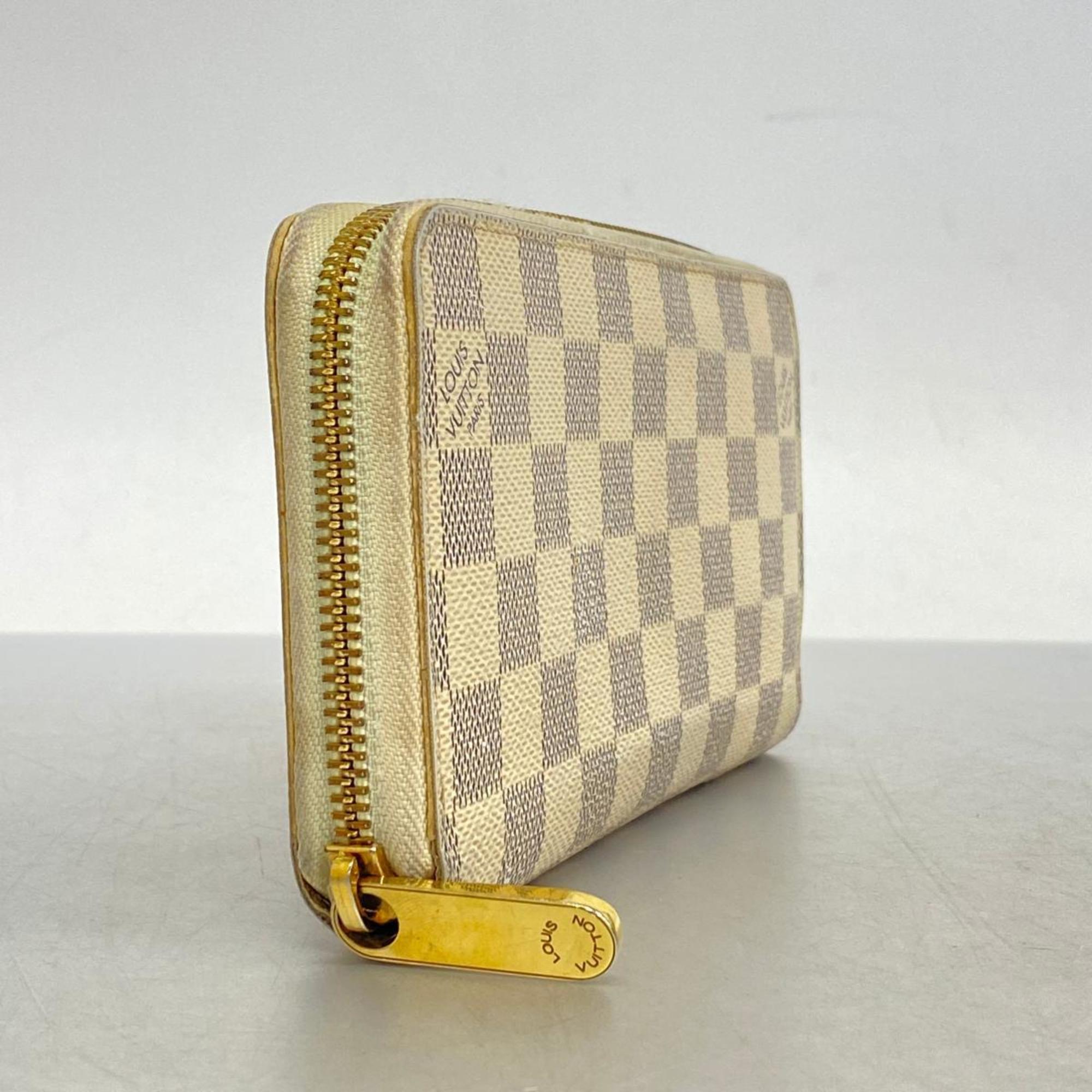 Louis Vuitton Long Wallet Damier Azur Zippy N60019 White Men's Women's