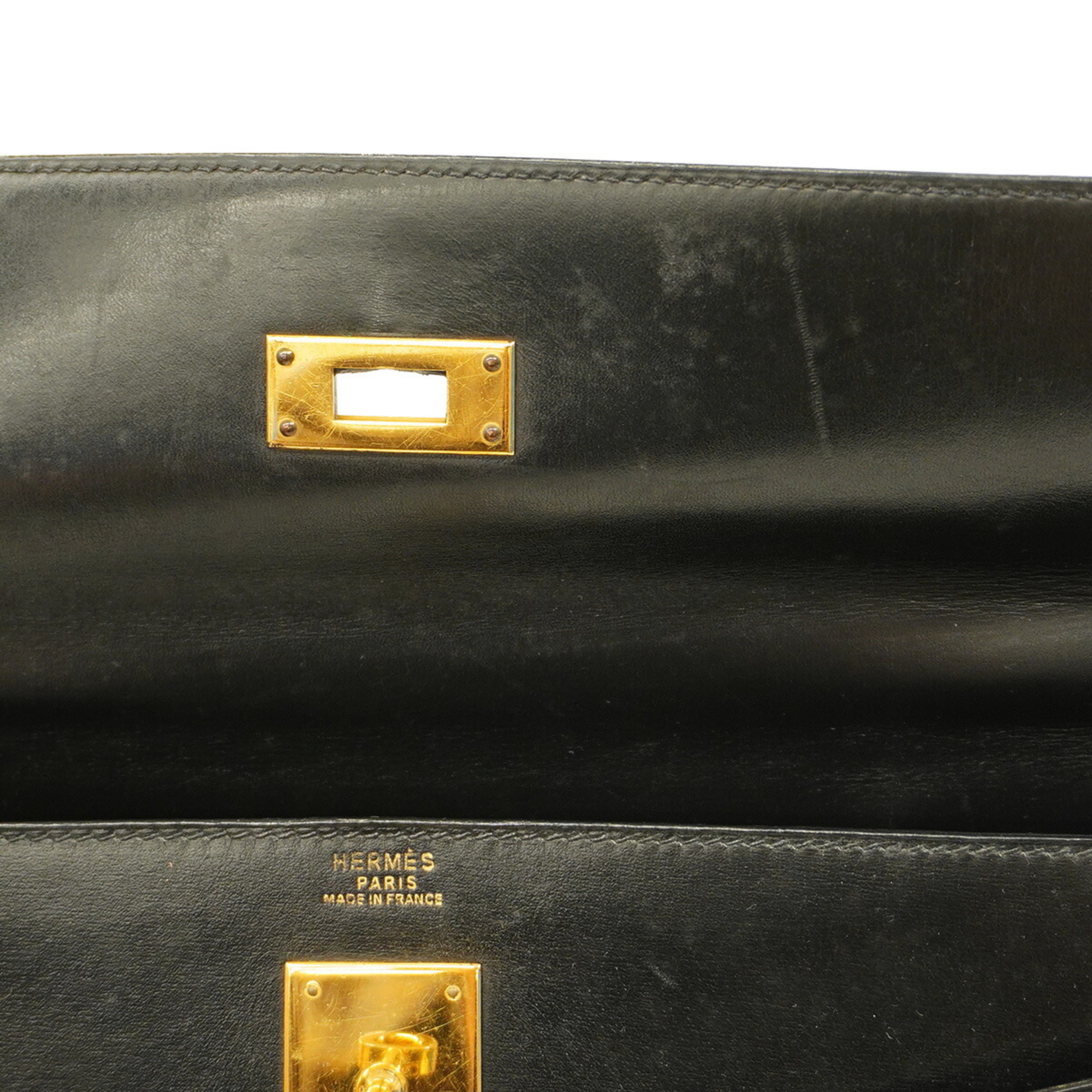 Hermes handbag Kelly 32 〇V stamp box calf black ladies