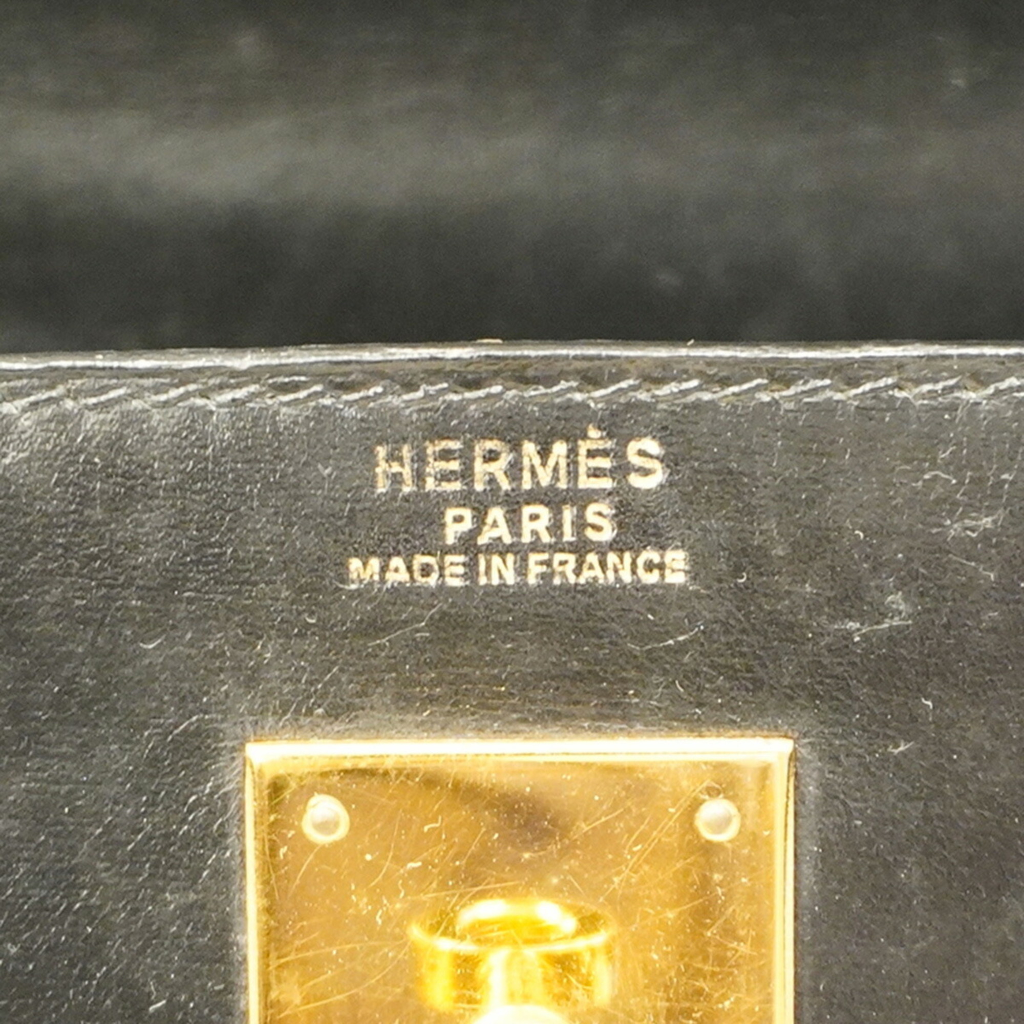 Hermes handbag Kelly 32 〇V stamp box calf black ladies