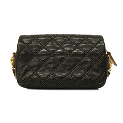 Chanel Shoulder Bag Wild Stitch Chain Leather Black Women's