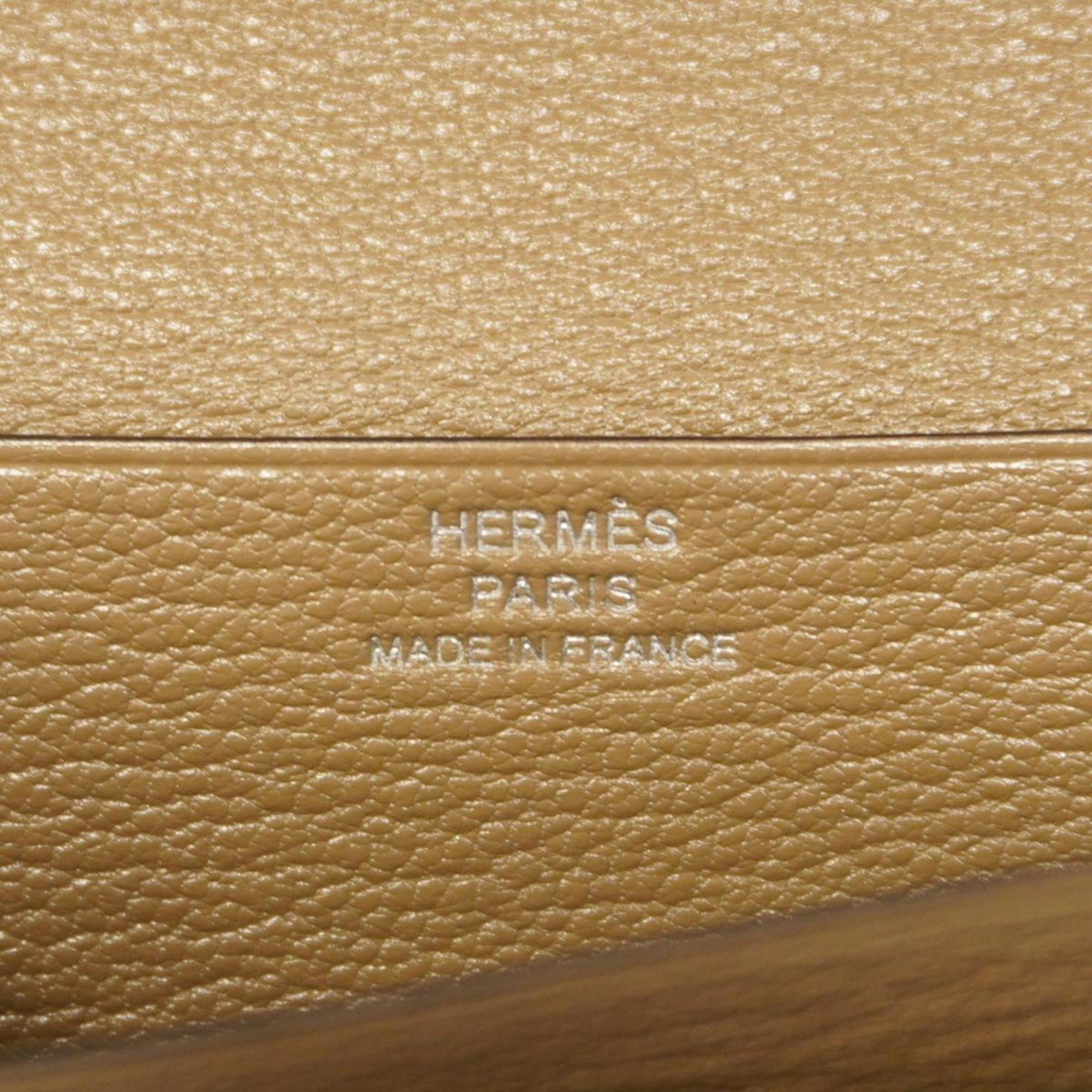 Hermes Long Wallet Bearn Soufflet Z Stamp Chevre Mysore Etoupe Men's Women's