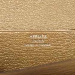 Hermes Long Wallet Bearn Soufflet Z Stamp Chevre Mysore Etoupe Men's Women's