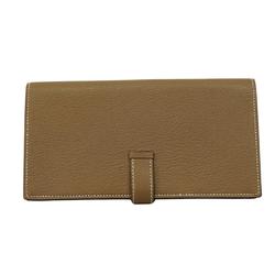 Hermes Long Wallet Bearn Soufflet Z Stamp Chevre Mysore Etoupe Men's Women's