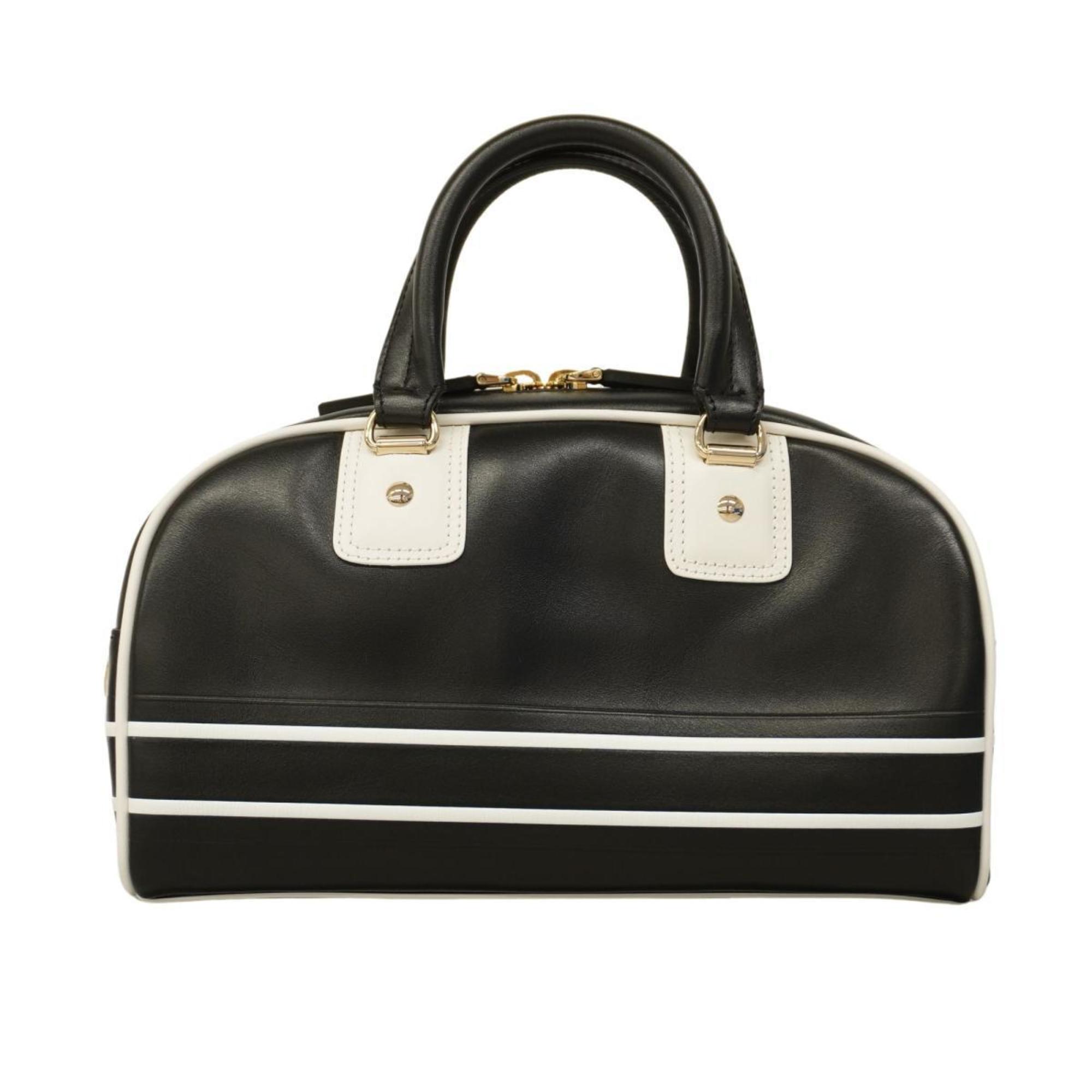 Christian Dior Handbag Vibe Leather Black White Women's