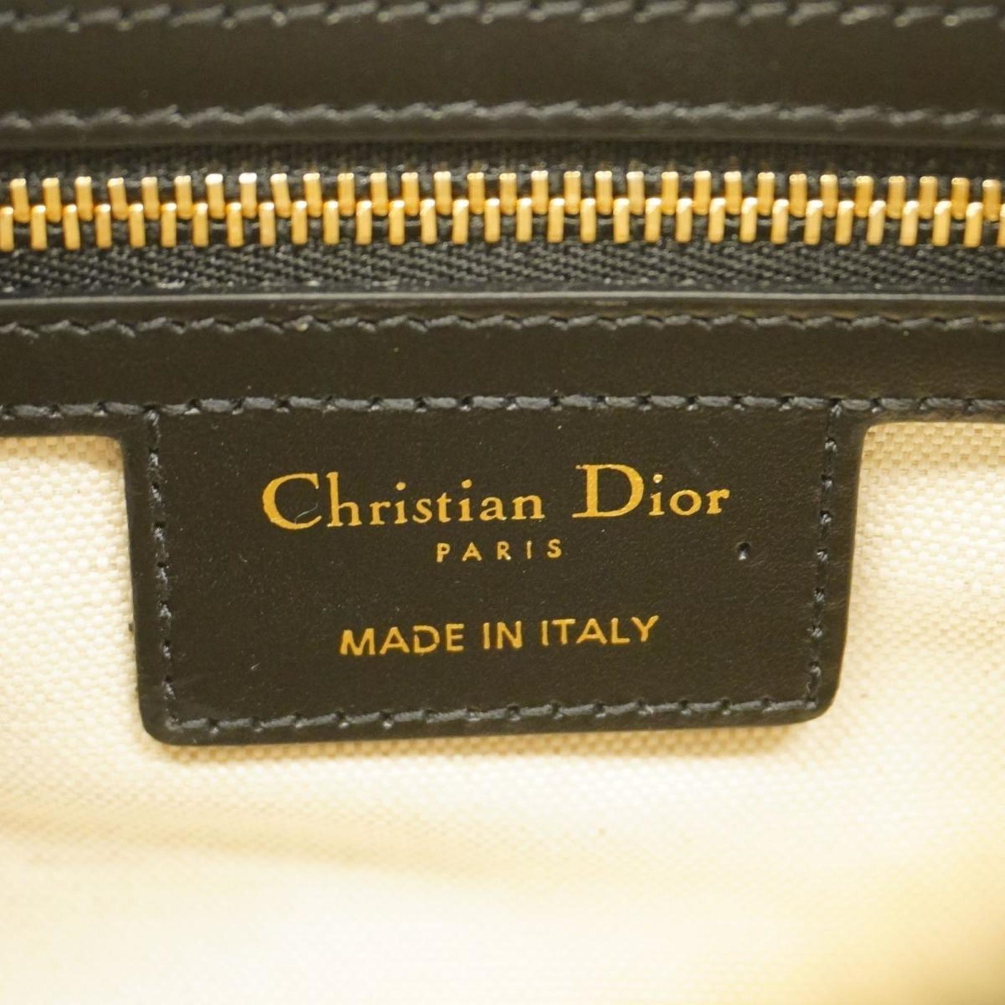 Christian Dior Handbag Vibe Leather Black White Women's