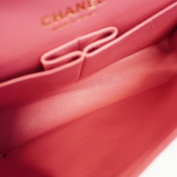 Chanel Shoulder Bag Matelasse W Flap Chain Caviar Skin Pink Champagne Women's