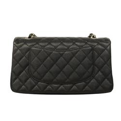 Chanel Shoulder Bag Matelasse W Flap Chain Caviar Skin Black Women's