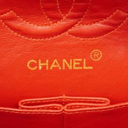 Chanel Shoulder Bag Matelasse W Flap Chain Lambskin Red Women's