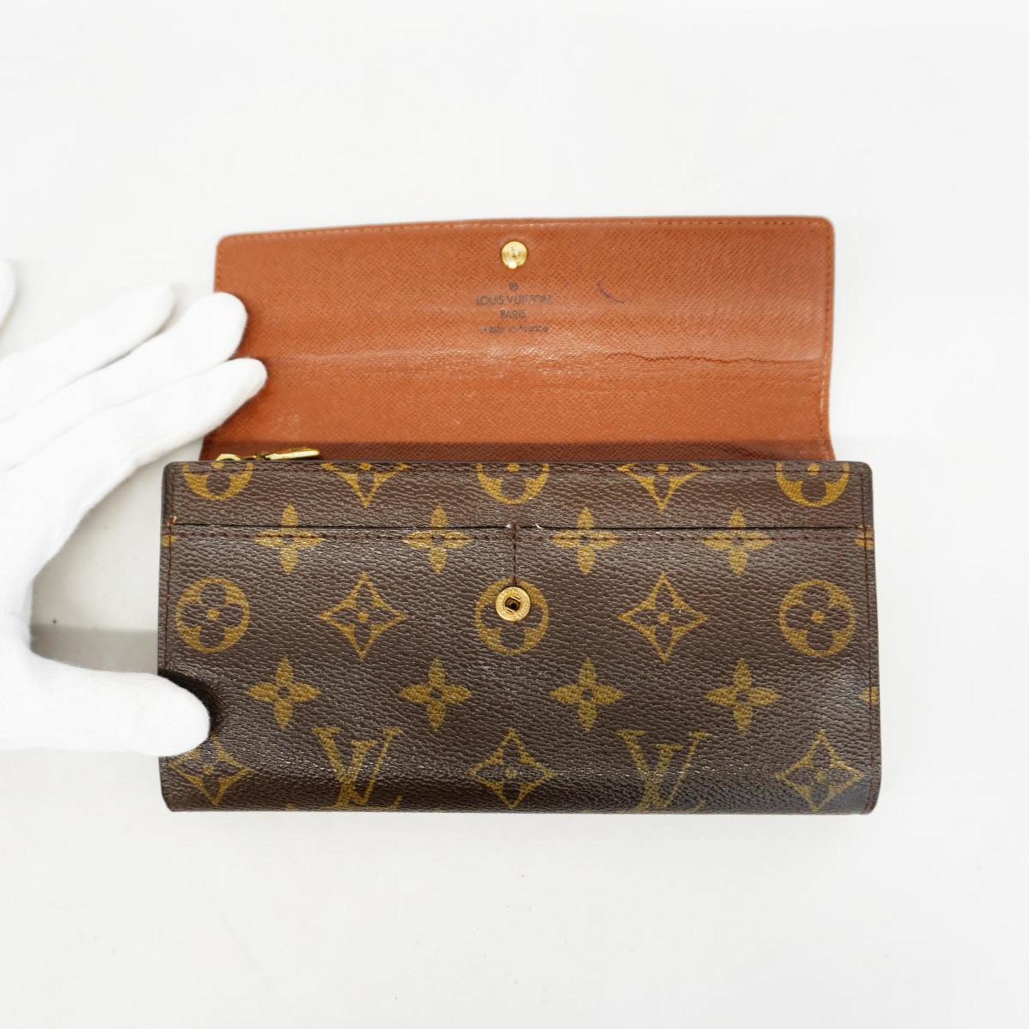 Louis Vuitton Long Wallet Monogram Pochette Porto Monnaie Credit M61726 Brown Ladies