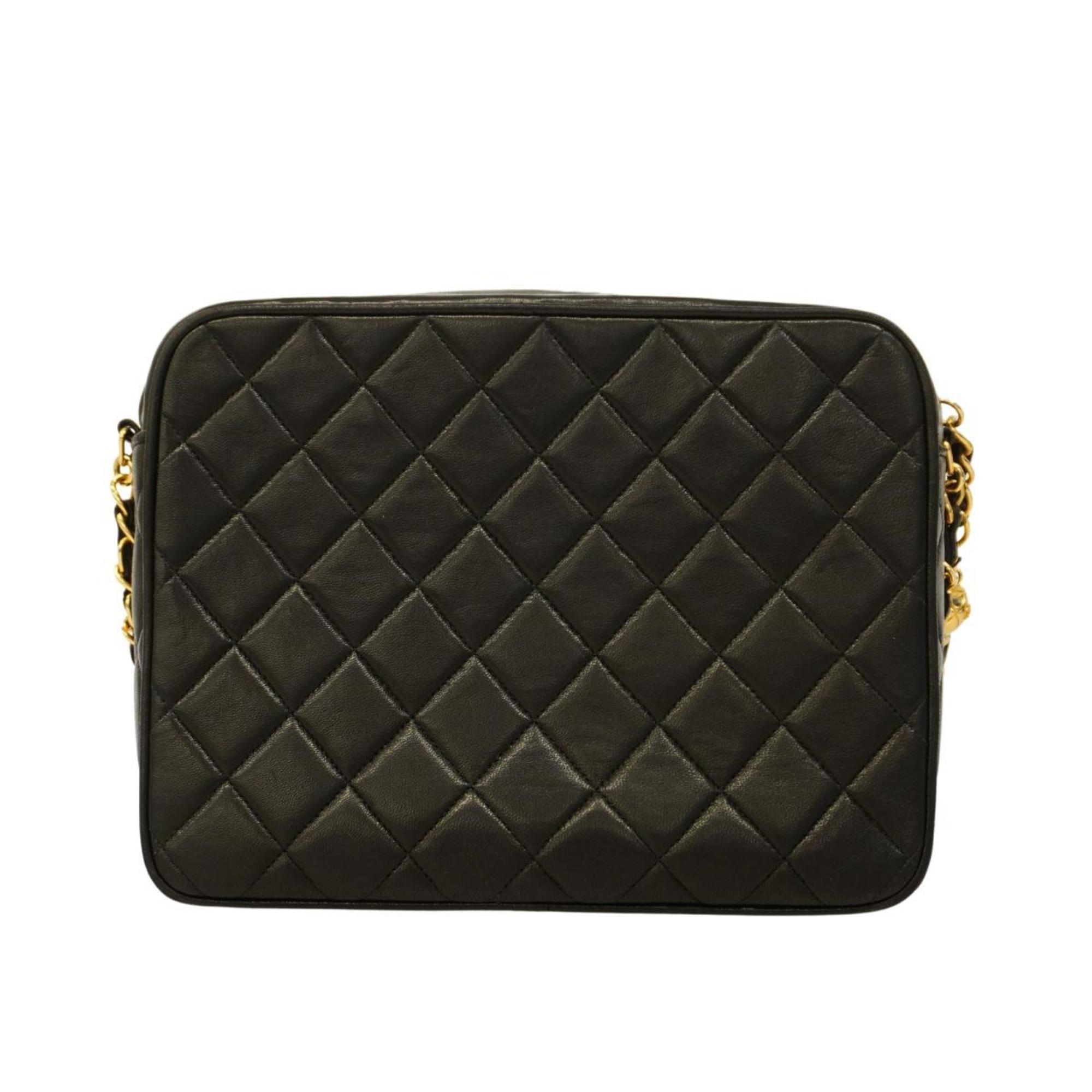 Chanel Shoulder Bag Matelasse Brilliant with Chain Lambskin Black Women's