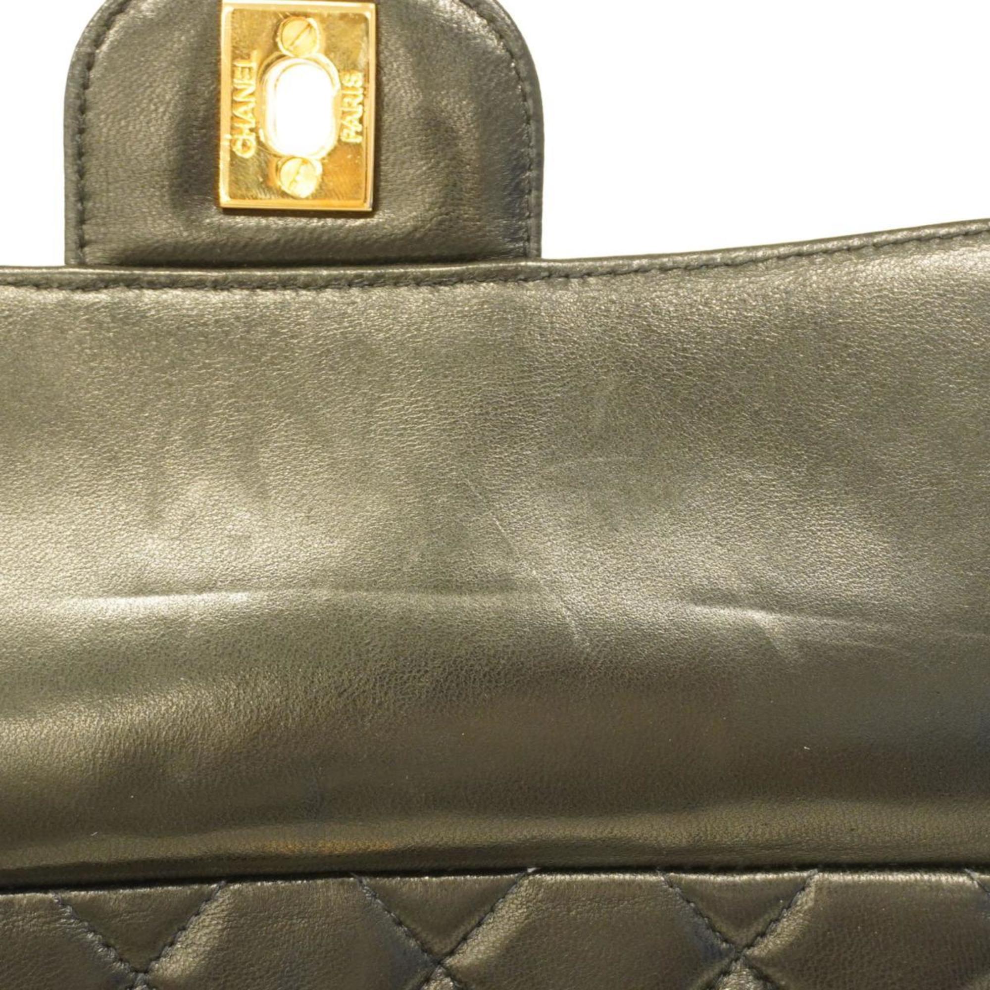 Chanel Shoulder Bag Matelasse Brilliant with Chain Lambskin Black Women's