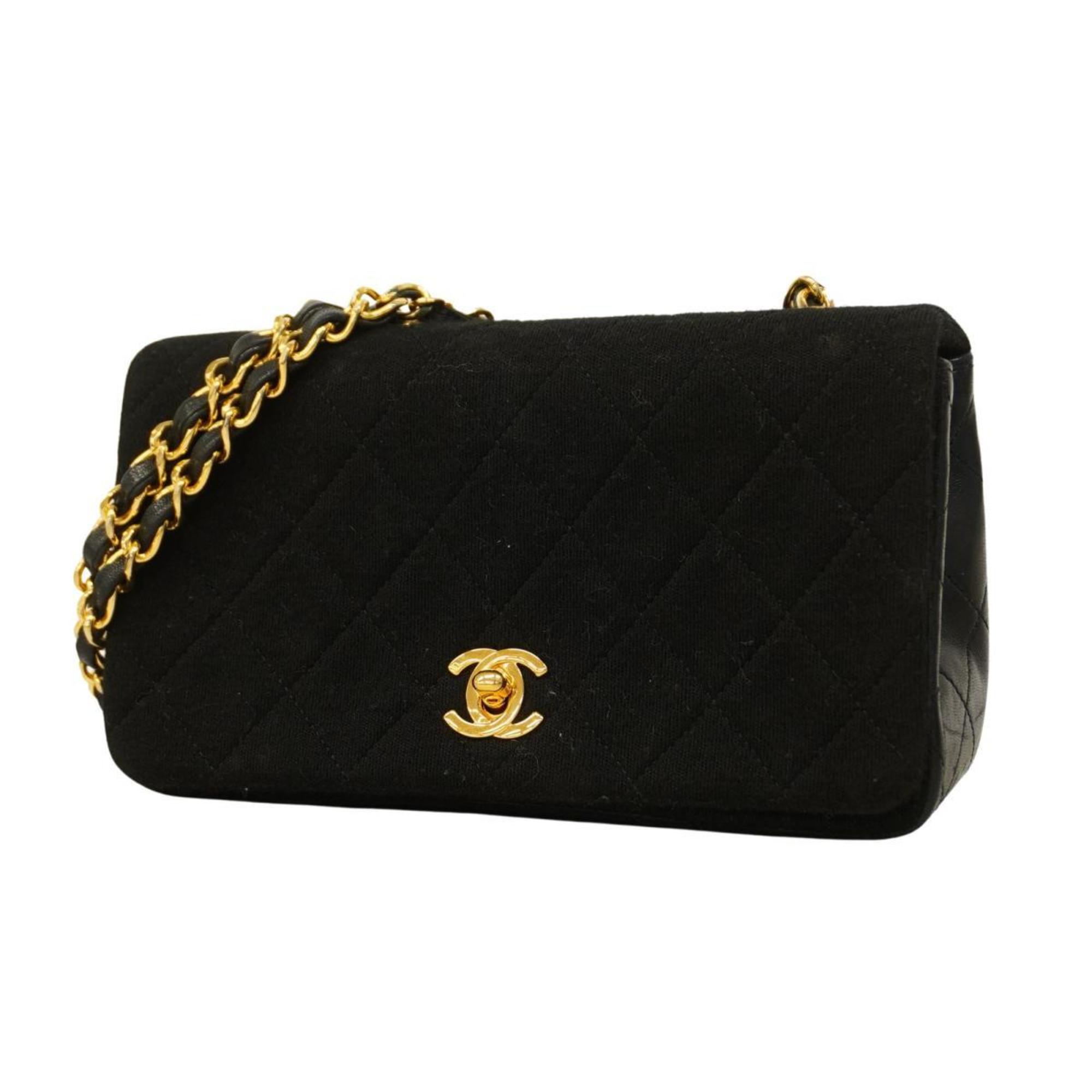 Chanel Shoulder Bag Matelasse Chain Lambskin Black Women's