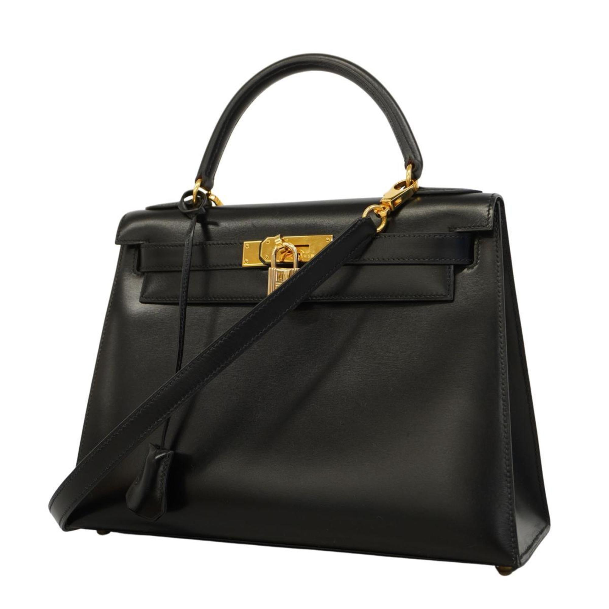 Hermes handbag Kelly 28 〇W engraved box calf black ladies