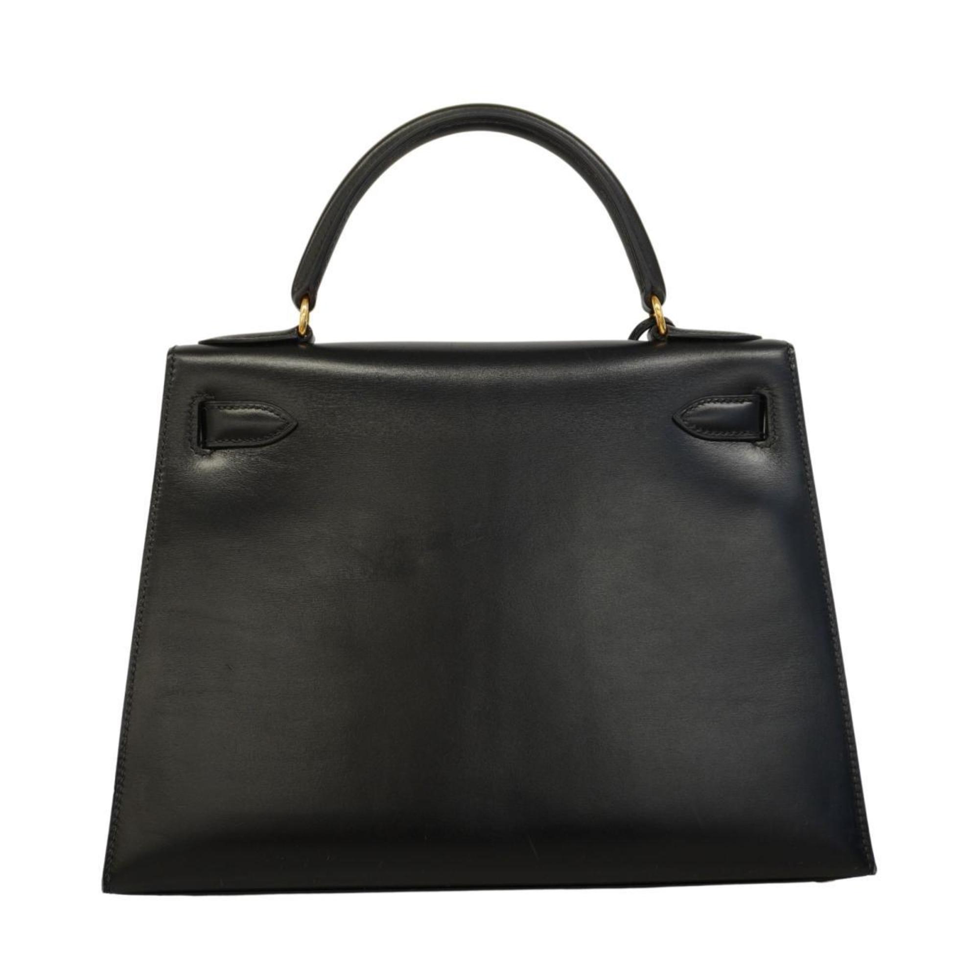 Hermes handbag Kelly 28 〇W engraved box calf black ladies