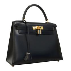 Hermes handbag Kelly 28 〇W engraved box calf black ladies