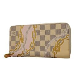 Louis Vuitton Long Wallet Damier Azur Zippy N40480 White Women's