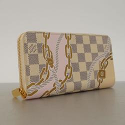 Louis Vuitton Long Wallet Damier Azur Zippy N40480 White Women's