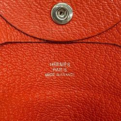 Hermes Wallet/Coin Case Bastia Z Stamp Chevre Mysore Rouge Tomato Women's