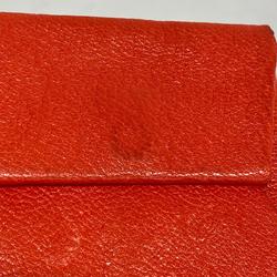 Hermes Wallet/Coin Case Bastia Z Stamp Chevre Mysore Rouge Tomato Women's