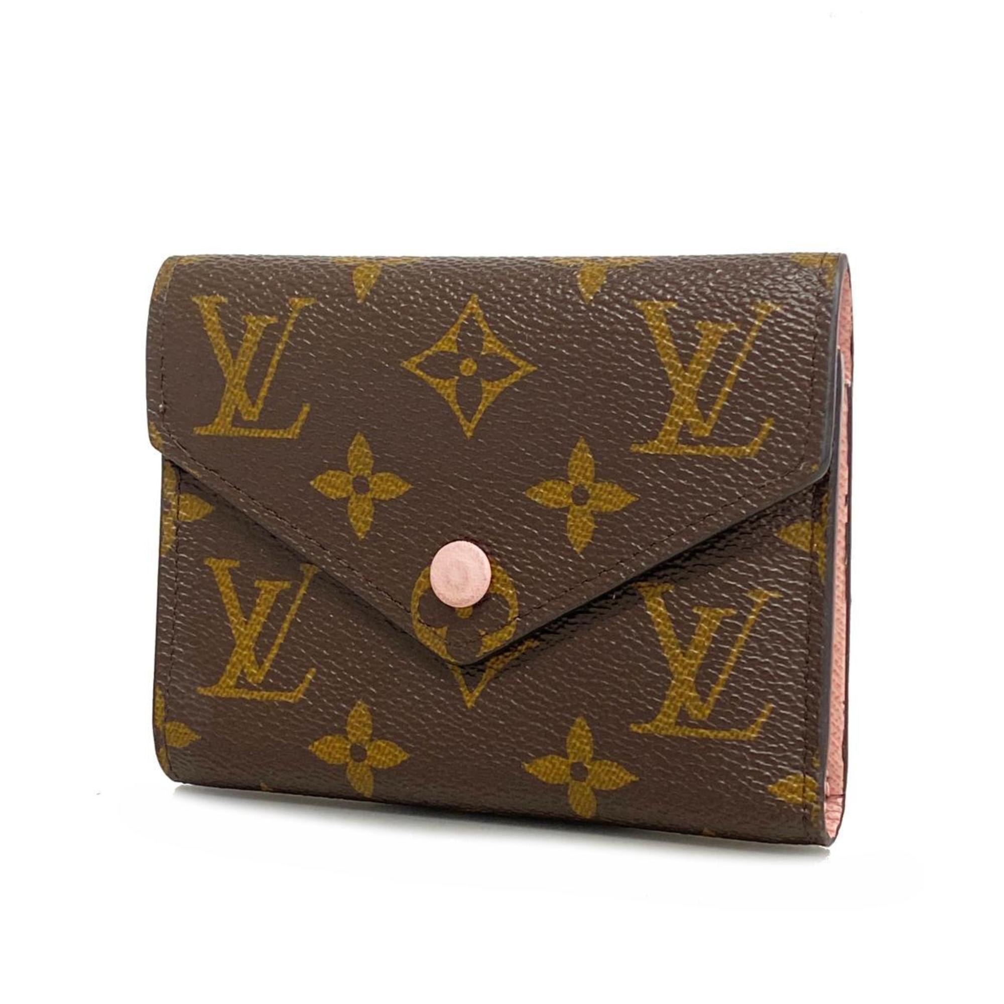 Louis Vuitton Tri-fold Wallet Monogram Portefeuille Victorine M62360 Brown Women's