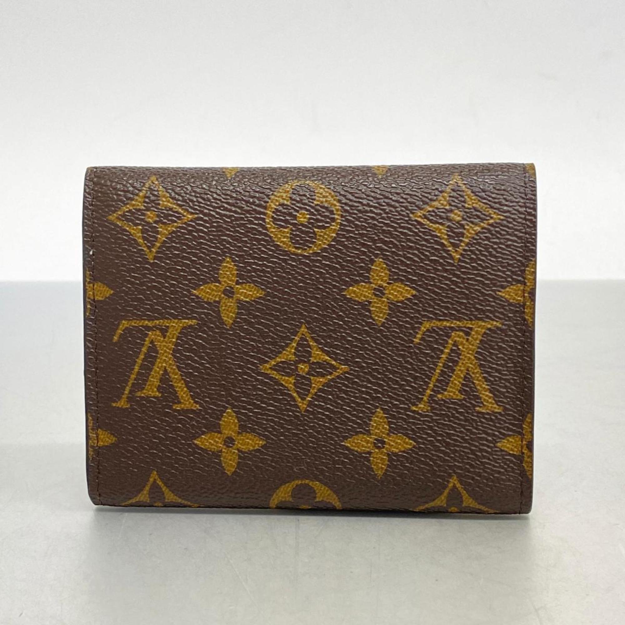 Louis Vuitton Tri-fold Wallet Monogram Portefeuille Victorine M62360 Brown Women's