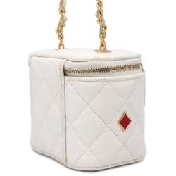 Chanel Chain Shoulder Bag Coco Mark Matelasse Vanity Trump Small Caviar Skin AP3078 White