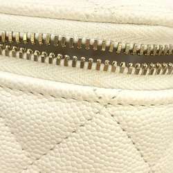 Chanel Chain Shoulder Bag Coco Mark Matelasse Vanity Trump Small Caviar Skin AP3078 White