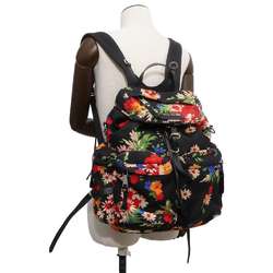 Miu Miu Miu Backpack Floral Print Canvas 5BZ033 MIUMIU Bag Flower Black