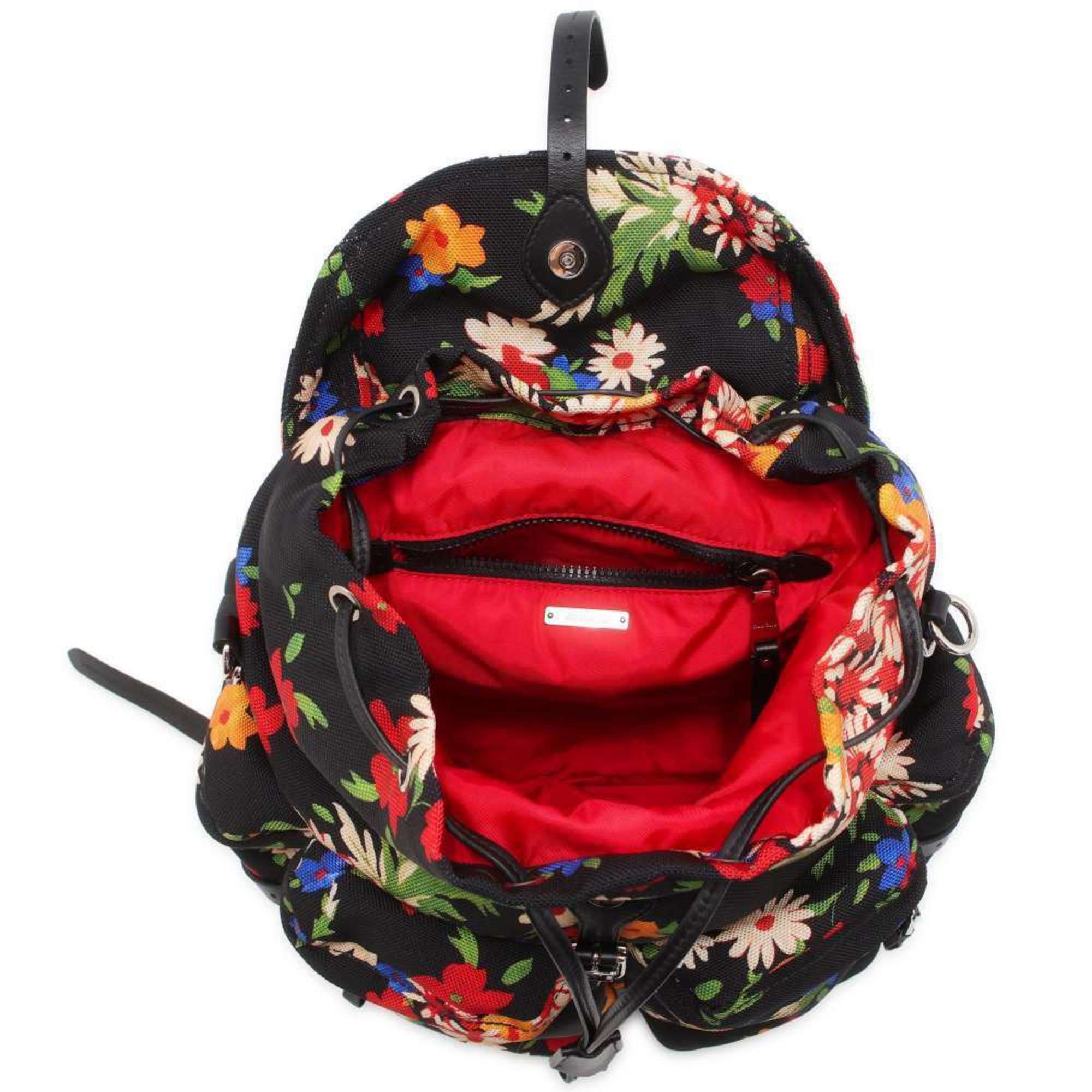 Miu Miu Miu Backpack Floral Print Canvas 5BZ033 MIUMIU Bag Flower Black