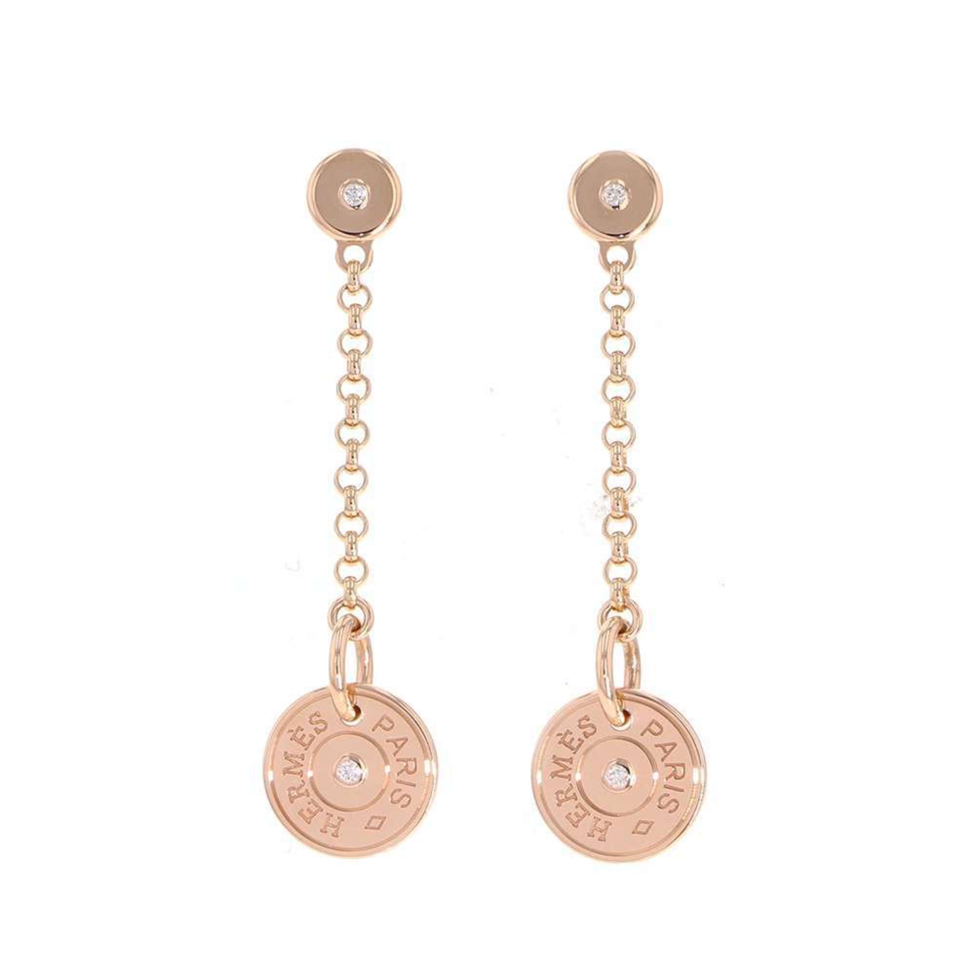 Hermes Earrings Gunbird Clous de Sel Diamond 0.04ct K18PG Pink Gold HERMES